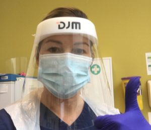 Nurse Naomi in a visor