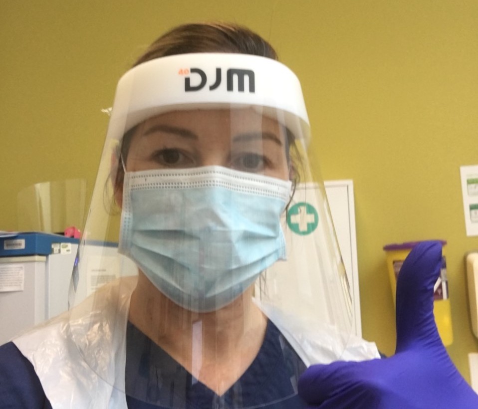 Nurse Naomi in a visor